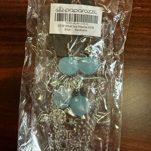 Paparazzi Dew Blue Necklace with Silver Chain